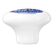 Floral Chinoiserie Blue White Foliage Ginger Jar Keramikknauf (Seitenansicht)