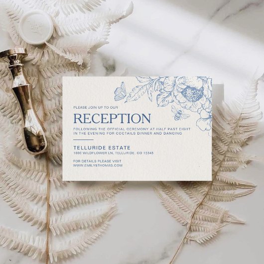 Floral Chinoiserie Hochzeitsempfang Einladung