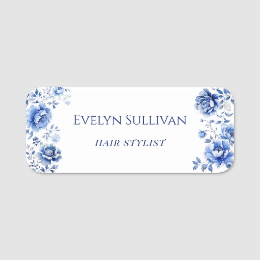 Floral Chinoiserie Name Tag Namensschild (Vorderseite)