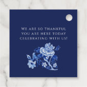 Floral Chinoiserie Navy Blue White Baby Dusche Fav Geschenkanhänger (Rückseite)