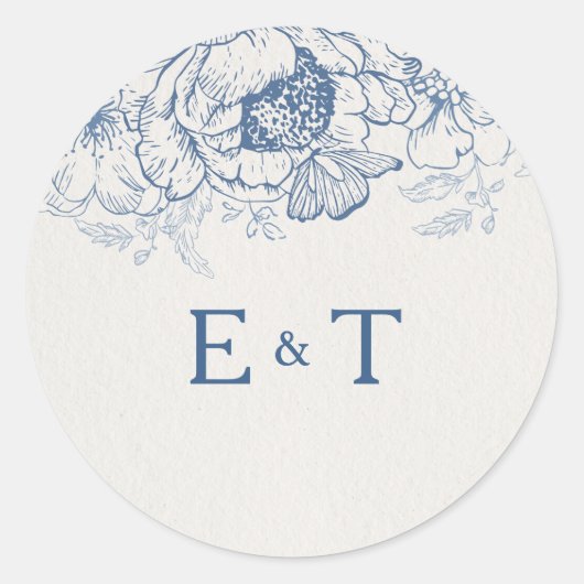 Floral Chinoiserie Wedding Classic Round Sticker (Vorderseite)
