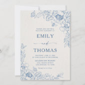 Floral Chinoiserie Wedding Einladung (Vorderseite)