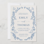 Floral Chinoiserie Wedding Einladung (Vorderseite)