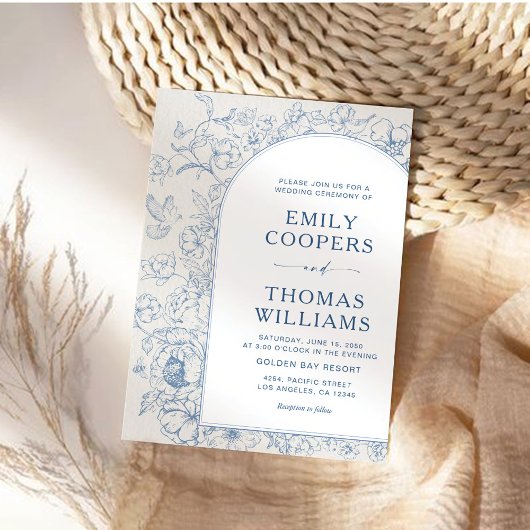 Floral Chinoiserie Wedding Einladung