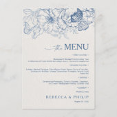 Floral Chinoiserie Wedding Flat Menu Menükarte (Vorderseite)