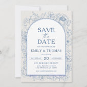 Floral Chinoiserie Wedding Save the Date Card (Vorderseite)