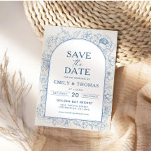 Floral Chinoiserie Wedding Save the Date Card