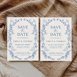 Floral Chinoiserie Wedding Save the Date Card