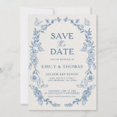 Floral Chinoiserie Wedding Save the Date Card (Vorderseite)