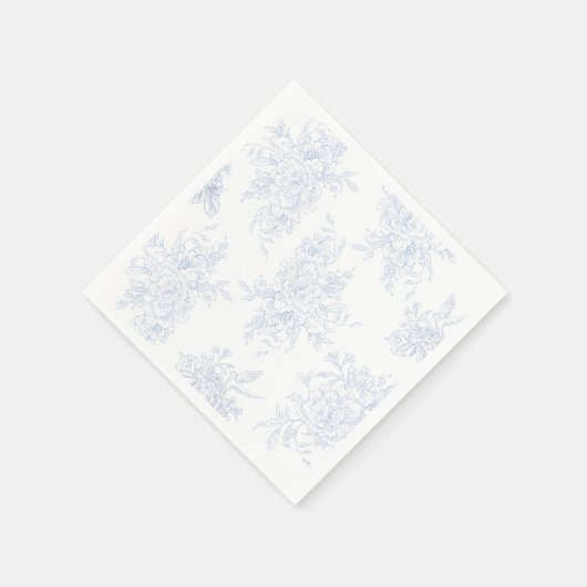 Floral Chintz Chinoiserie Blue Toile Wedding Serviette (Ecke)