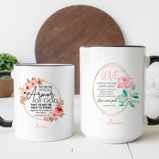 Floral Christlich Inspirational Bible Verse Kaffeetasse