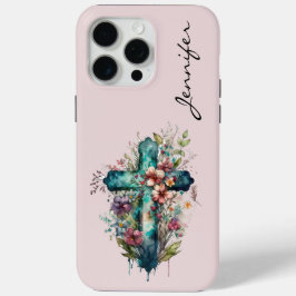 Floral Christliches Cross iPhone 15 Handy Fall Case-Mate iPhone Hülle