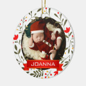 Floral Christmas Baby's First Christmas Photo Keramik Ornament (Links)
