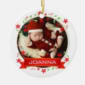 Floral Christmas Baby's First Christmas Photo Keramik Ornament (Vorne)