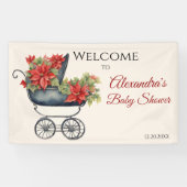 Floral Christmas Carriage Baby Shooter Banner (Horizontal)