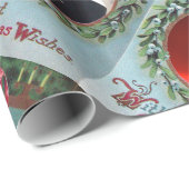 FLORAL CHRISTMAS CROWN, RED RIBBON FOTOVORLAGE GESCHENKPAPIER (Rolleneckpunkt)