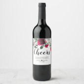 Floral Christmas Holiday Cheers wine label Weinetikett (Vorderseite)