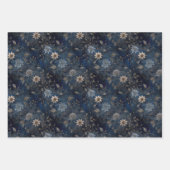 Floral Christmas Midnight Blue and Cream Gift Geschenkpapier Set (Vorderseite 2)