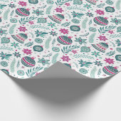 Floral Christmas Ornaments in Pink and Green Geschenkpapier (Ecke)