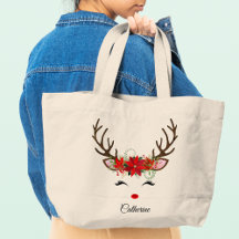 Floral Christmas Reindeer Personalisierter Name