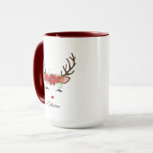 Floral Christmas Reindeer Personalisierter Name Tasse (Vorderseite Links)
