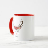 Floral Christmas Reindeer Personalisierter Name Tasse (Vorderseite Links)