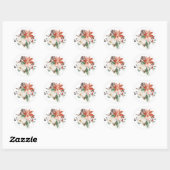Floral Christmas Round Sticker (Blatt)