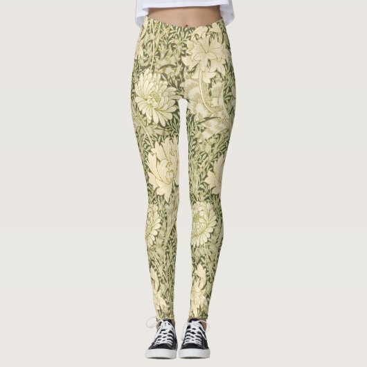 Floral Chrysanthemum Pattern (von William Morris) Leggings (Vorderseite)