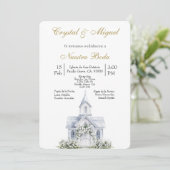 Floral Church Spanish wedding Einladung (Stehend Vorderseite)