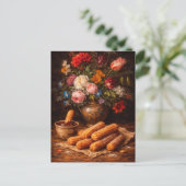 Floral Churros Still Life Art Postcard Postkarte (Stehend Vorderseite)