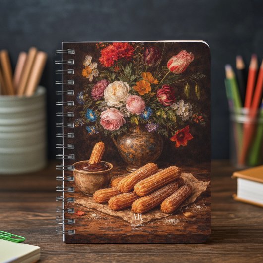 Floral Churros Still Life | Monogram Notizblock
