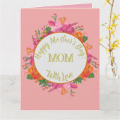 Floral Circle Banner Mother's Day Pink Karte (Gelbe Blume)