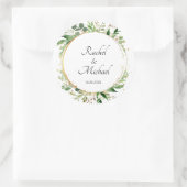 Floral Circle Green Gold Runder Aufkleber (Tasche)