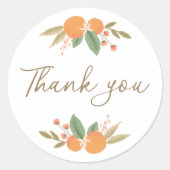 Floral Citrus Brautparty Vielen Dank Runder Aufkleber (Vorderseite)