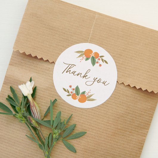 Floral Citrus Brautparty Vielen Dank Runder Aufkleber