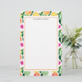 Floral Citrus Orange Lemon Limon Grapefruit Briefpapier (Stehend Vorderseite)