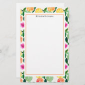 Floral Citrus Orange Lemon Limon Grapefruit Briefpapier (Vorne/Hinten)