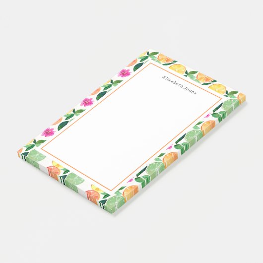 Floral Citrus Orange Lemon Limon Grapefruit Post-it Klebezettel (angewinkelt)
