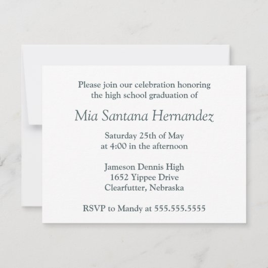 Floral Clarendon Steel 2011 Graduate Einladungen (Rückseite)