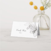 Floral Classic Schwarz & Weiß geflochtene Platzkar Platzkarte (Vorderseite)