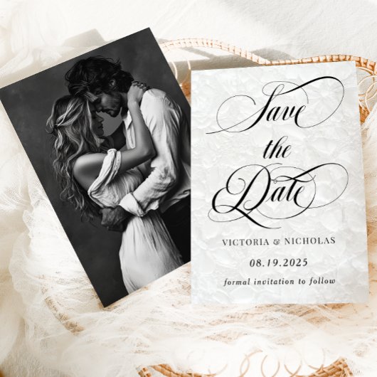 Floral Classic Wedding Foto Save The Date