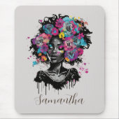 Floral Classy Afro Frau Mousepad (Vorne)