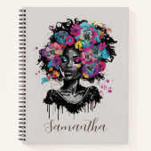 Floral Classy Afro Frau Notizblock (Vorderseite)