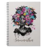 Floral Classy Afro Frau Notizblock (Vorderseite)