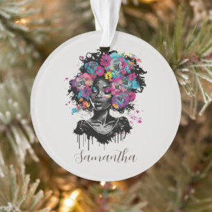Floral Classy Afro Frau Ornament
