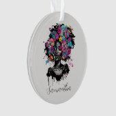 Floral Classy Afro Frau Ornament (Vorderseite)
