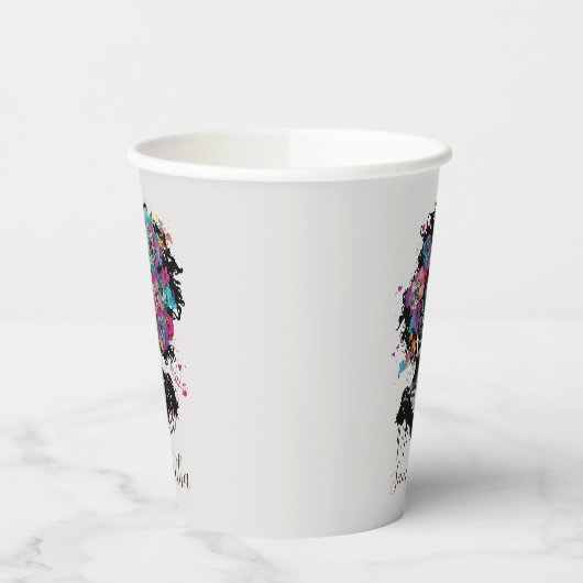 Floral Classy Afro Frau Pappbecher (Links)