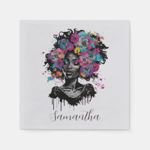 Floral Classy Afro Frau Serviette