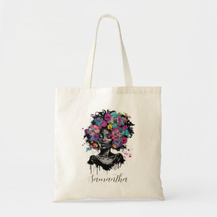 Floral Classy Afro Frau Tragetasche