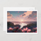 Floral Cliffside Ocean View Postkarte (Vorne/Hinten)
